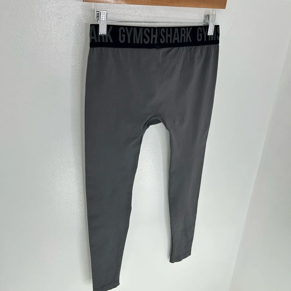 Gymshark Womens Leggings‎ Size Small Gray Midrise Logo Workout Activewear 27x25 - Picture 9 of 11